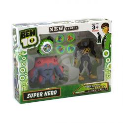 Ben10   2 светящиеся фигурки со звуком  5 серии с часами и дисками -  Пушечное я