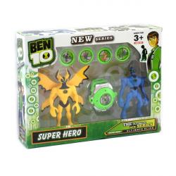 Ben10  2 светящиеся фигурки со звуком  5 серии с часами и дисками -  Крылатый и 