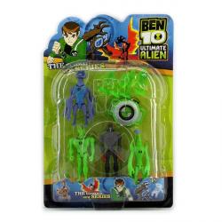 Ben10  4 светящихся фигурок  5 серии с часами - Кристал + Желе и его рототипы