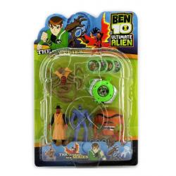 Ben10   4 светящихся фигурок  5 серии + часы с дисками  - Краб+Робот+Жук +Адватай