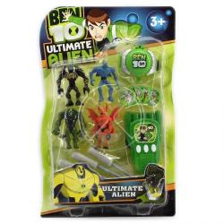 Ben10   4 фигурки +часы с дисками + плазмоизлучатель